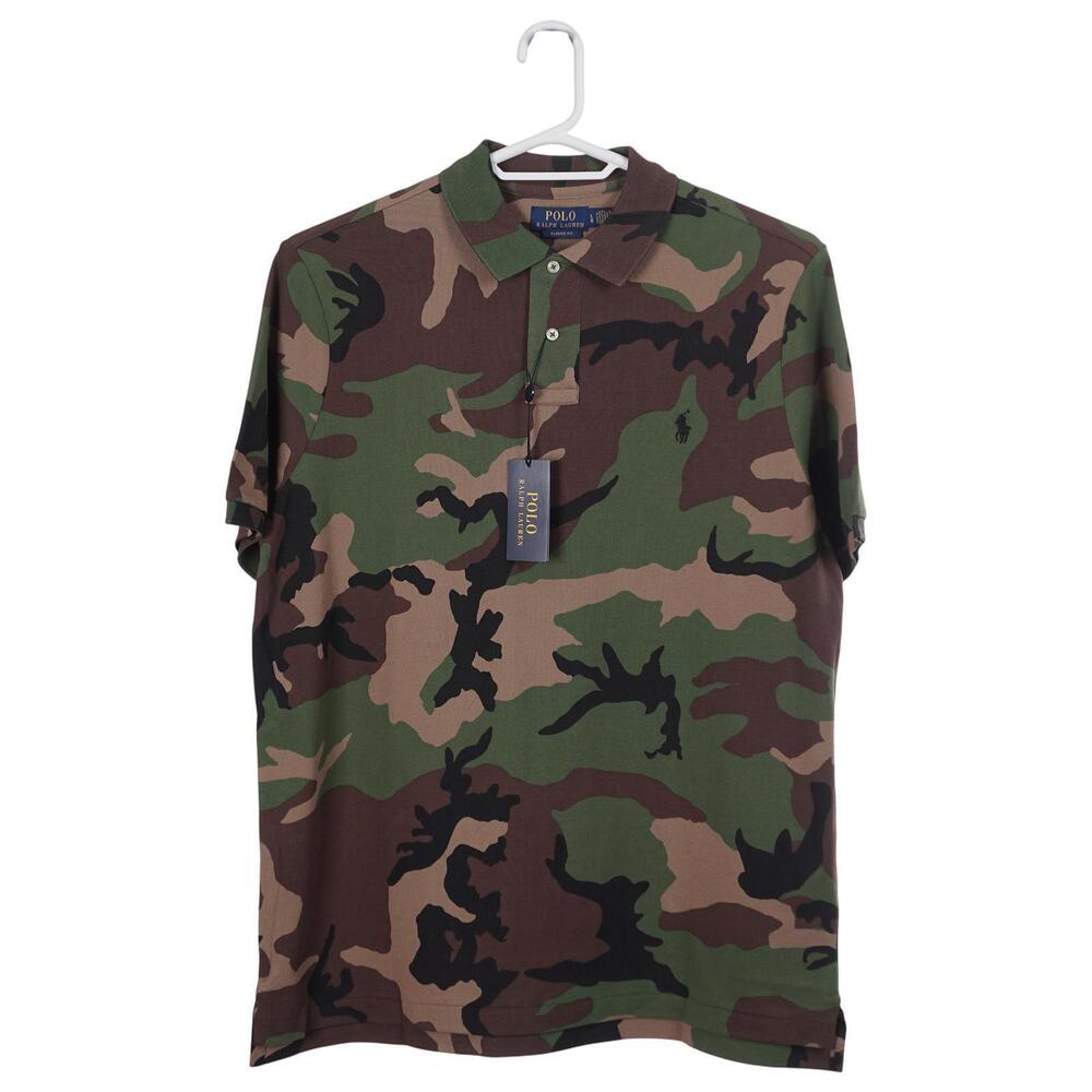 NWT Polo Ralph Lauren Polo Shirt L Camo Classic Fit Short Sleeve Cotton Mesh